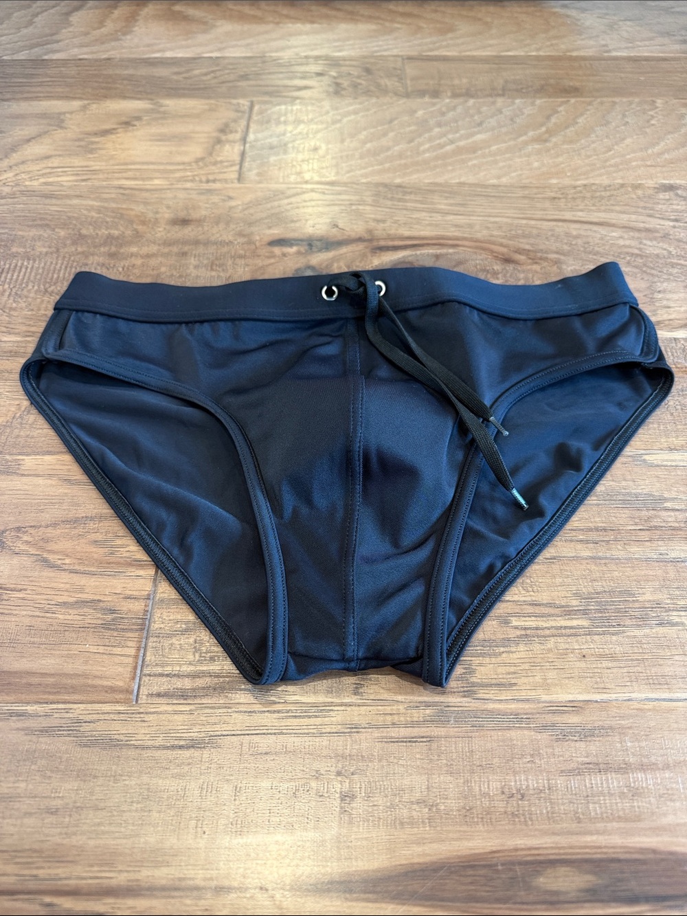 Men's Black Swim Briefs with Drawstring Waist